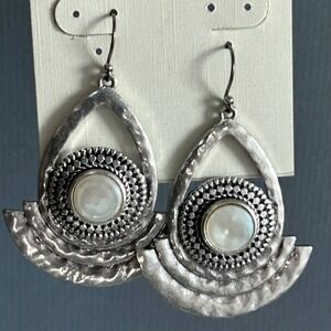 Lucky Brand dangle earrings western moonstone silver boho NWT Southwestern
